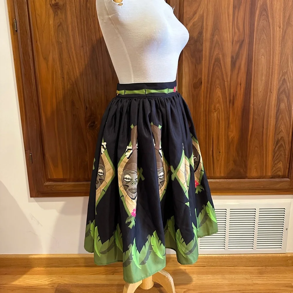 Oblong box shop Denialle Von Fitch Tiki Rockabilly Pinup Skirt - Picture 4 of 8